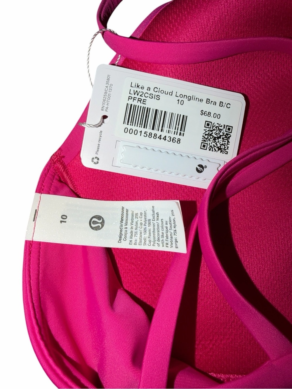 Lululemon Like a Cloud Longline Bra Pink Flare NWT Sizes 6 B/C Cup - Picture 8 of 9